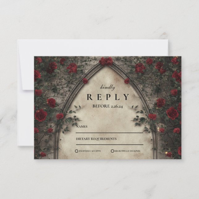 Rustic Antler Woodland Floral Wedding RSVP Card (Front)