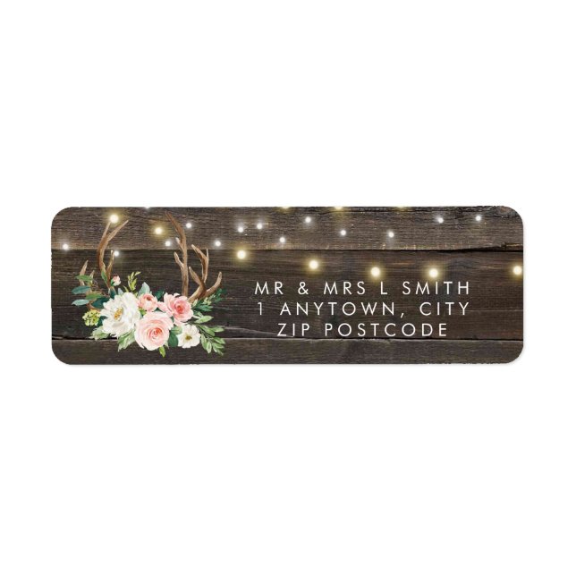 rustic antlers lights return address label (Front)