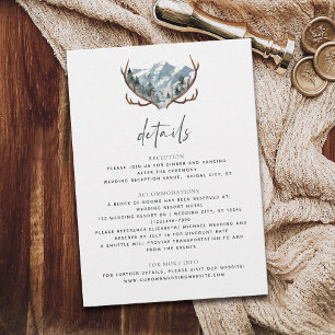 Rustic Antlers Mountain Wedding Details Enclosure Card