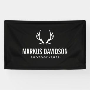 Rustic Antlers on Black Photographers, Craft Banner