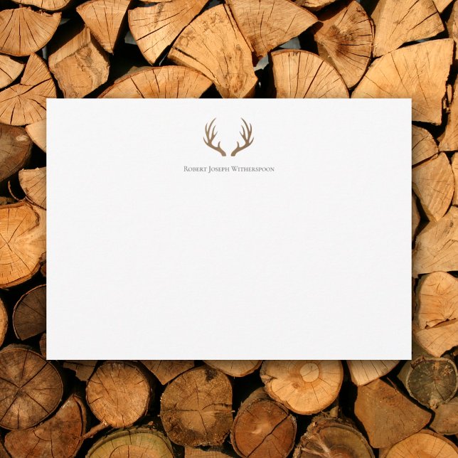 Rustic Antlers Personalised Note Card (Creator Uploaded)