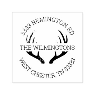 Rustic Antlers Round Return Address Self-inking Stamp