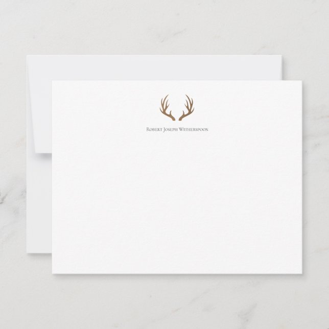Rustic Antlers Simple Personalised Note Card (Front)