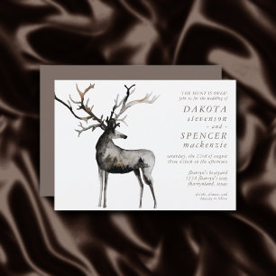Rustic Antlers   The Hunt is Over Country Wedding Invitation