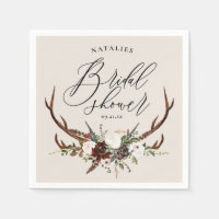 Rustic antlers watercolor bridal shower party