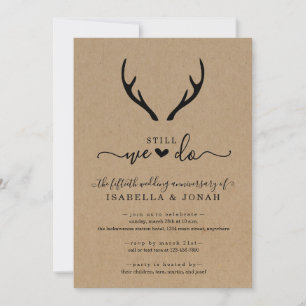 Rustic Antlers Wedding Anniversary Invitation