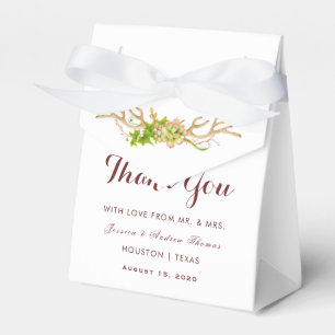 Rustic Antlers & Wildflowers Wedding Favour Box