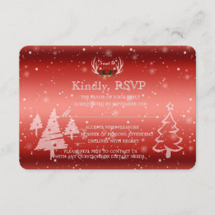 Rustic Antlers Winter Wedding RSVP Invitation