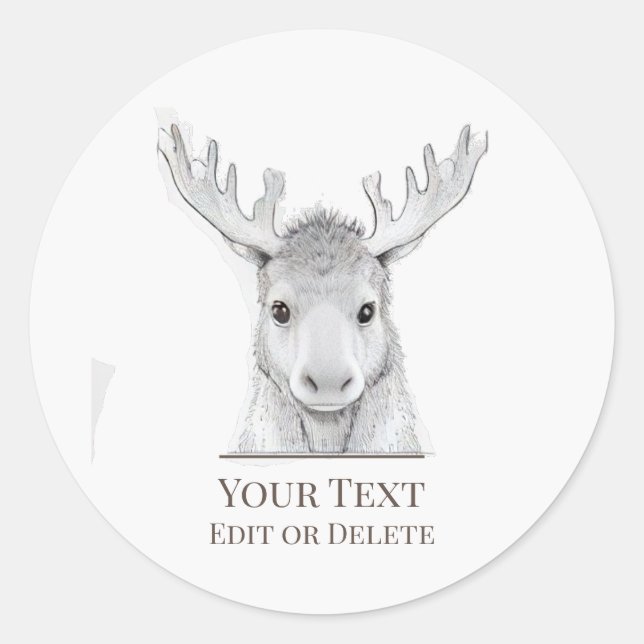 *~* Rustic AP49 Cute Sweet Baby Moose Classic Round Sticker (Front)