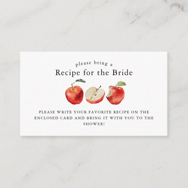Rustic Apple Bridal Shower Recipe Request  Enclosure Card (Front)
