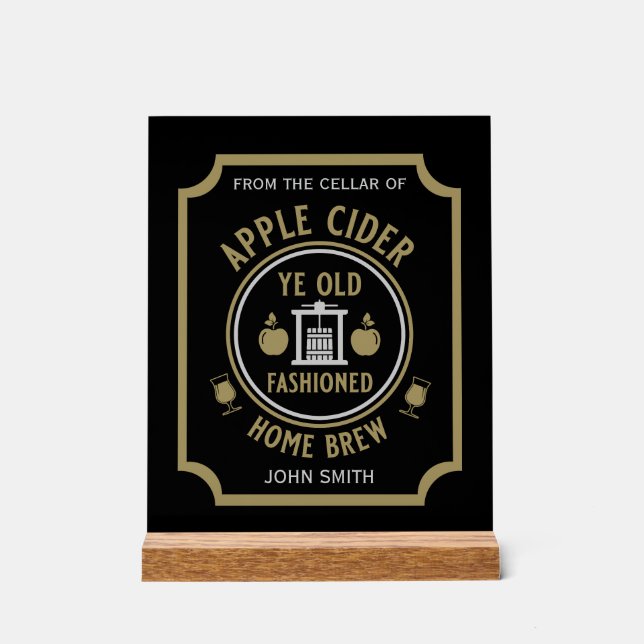 Rustic Apple Cider Personalised Drinks Acrylic Sign (Front)