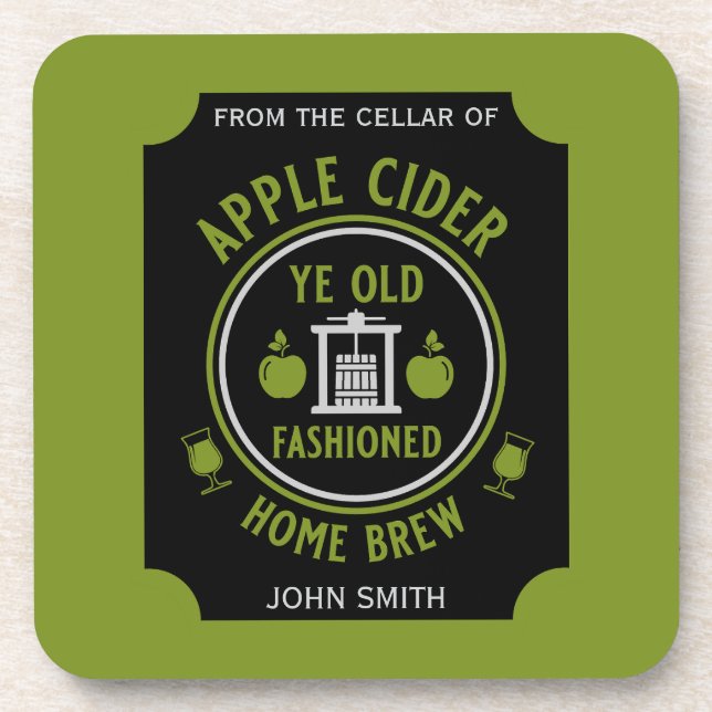 Rustic Apple Cider Personalised Drinks Coaster (Front)