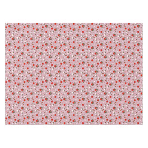 Rustic Apple & Cinnamon Pattern. Pink Cozy Kitchen Tablecloth