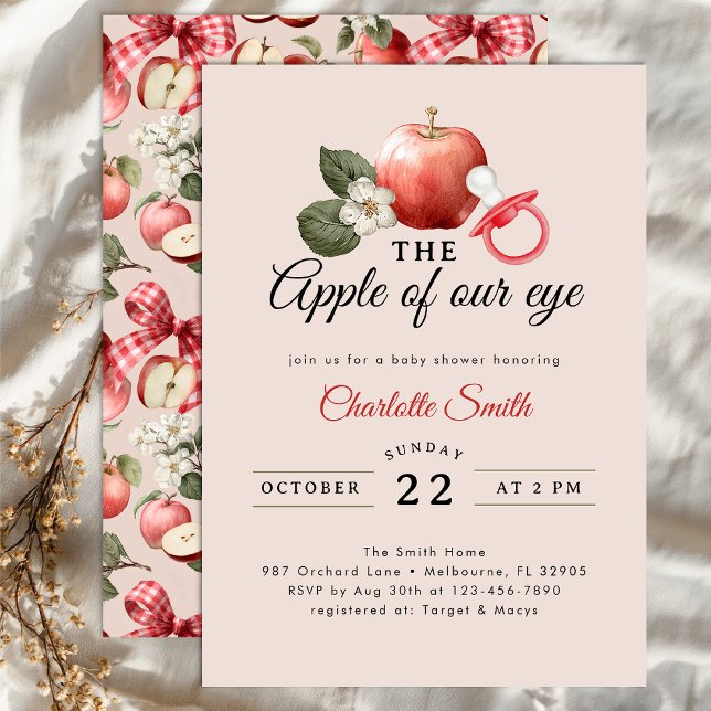 Rustic Apple of Our Eye Baby Shower Invitation (Apple Baby Shower Invite)