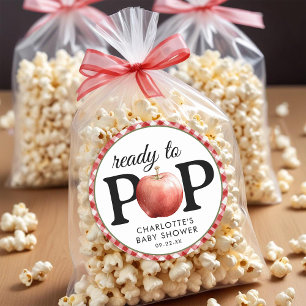 Rustic Apple “Ready to Pop” Baby Shower Stickers