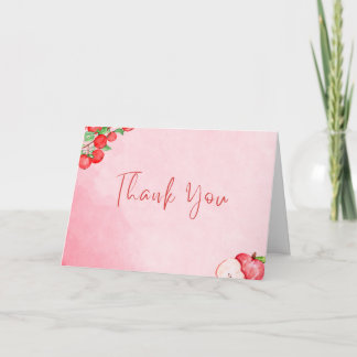 Rustic Apple Thank You Card – Red Watercolor