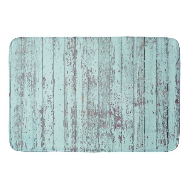 Rustic Aqua Barn Wood Bath Mat (Front)