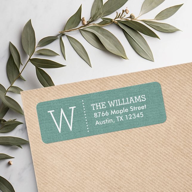 Rustic Aqua Custom Monogram Return Address Label (Creator Uploaded)