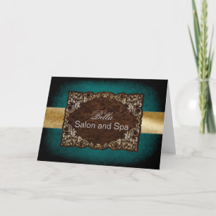 rustic aqua gold Business Thank You Cards