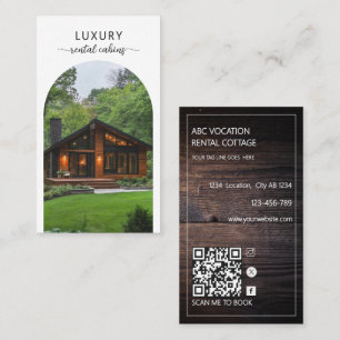 Rustic arch QR Code Vacation Rental Guest House Business Card