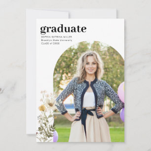 Rustic Arch Wildflower Photo Graduate Graduation  Announcement