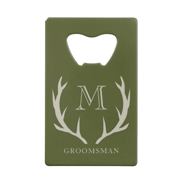 Rustic Army Green Antler Custom Groomsmen Gift (Back)