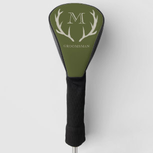 Rustic Army Green Antler Custom Groomsmen Gift Golf Head Cover