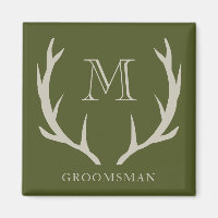 Rustic Army Green Antler Custom Groomsmen Gift