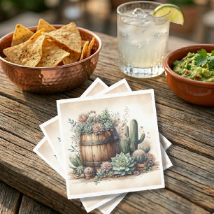 Rustic Arrangement Of Succulents & Cacti Napkin
