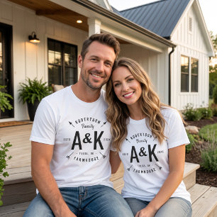 Rustic Arrow Family Monogram Farmhouse T-Shirt
