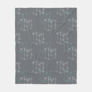Rustic Arrows Grey Aqua White Fleece Blanket