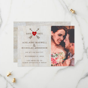 Rustic Arrows Red Heart Save The Date