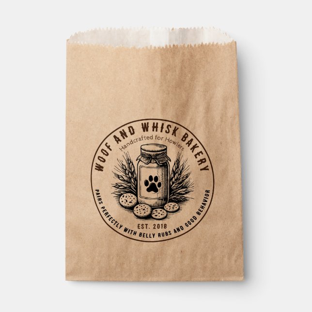 Rustic Artisan Bakery doggy cookie Favour Bag (Front)