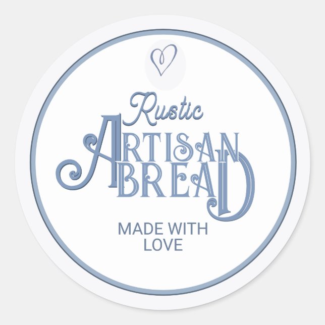 RUSTIC ARTISAN BREAD Freshly Baked Farmhouse Blue  Classic Round Sticker (Front)
