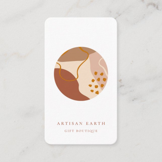 Rustic Artisan Earthy Abstract Logo Business Card (Front)