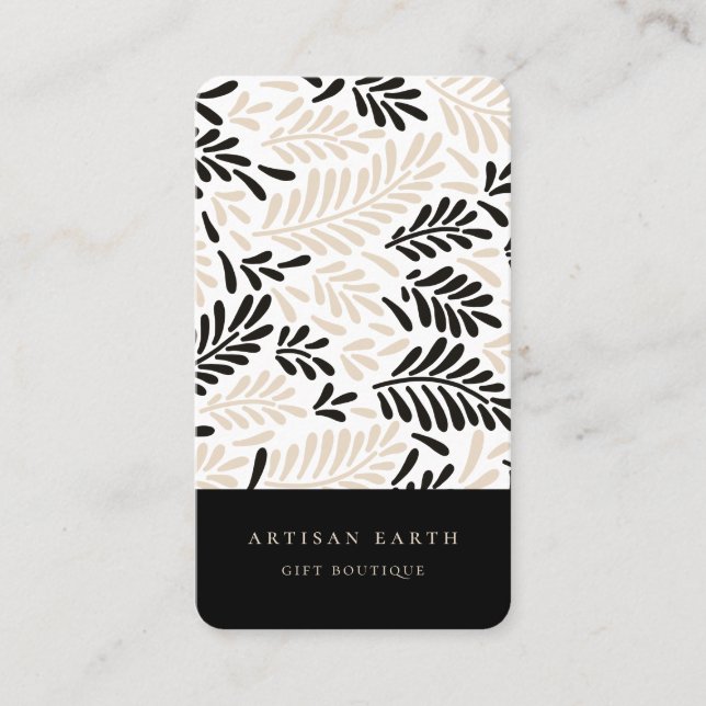 Rustic Artisan Earthy Abstract Palm Pattern Business Card (Front)