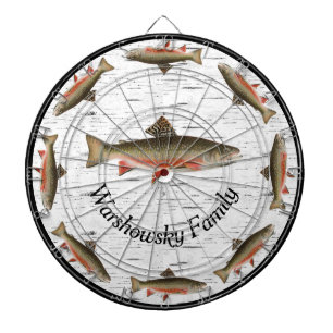  Rustic Aspen Bark Trout  Fisherman Lake House Dar Dartboard