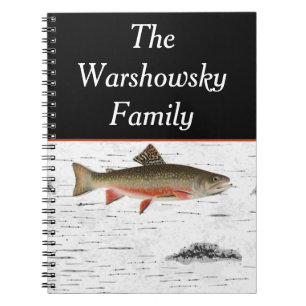  Rustic Aspen Bark Trout  Fisherman Lake House Notebook