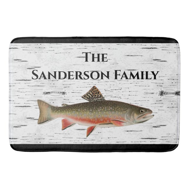 Rustic Aspen Trout fisherman Lake House Kitchen | Bath Mat (Front)