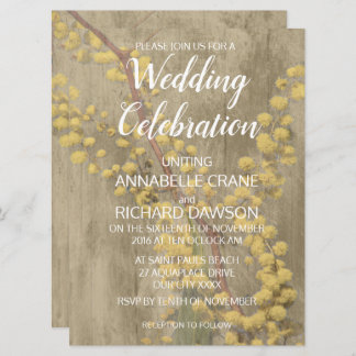 Rustic Australian Wattle Tree Wedding Invites
