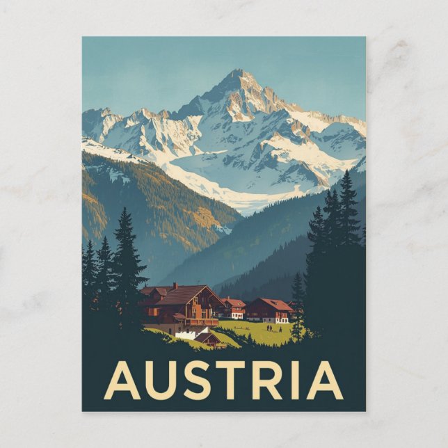 Rustic Austria Mountain Cabin Postcard (Front)