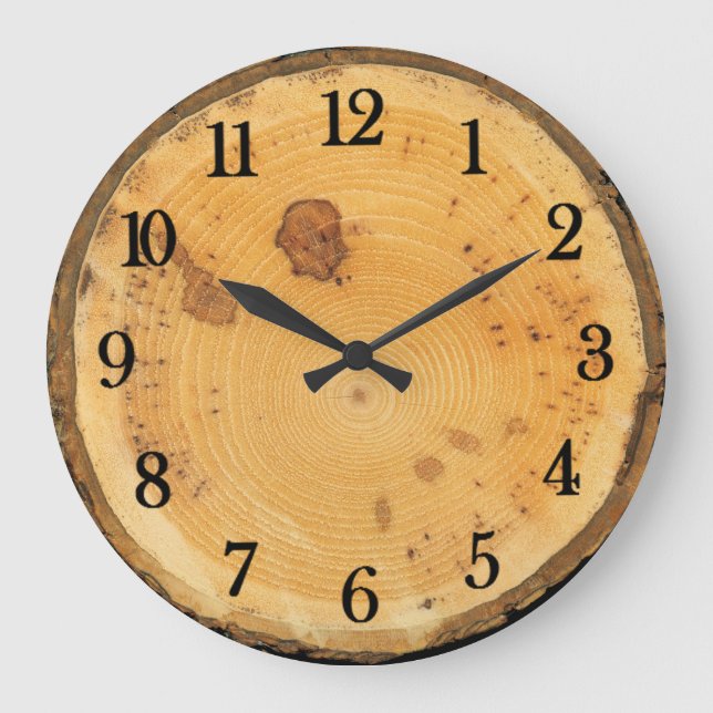 Rustic Authentic looking Round Wood Slice Large Clock (Front)