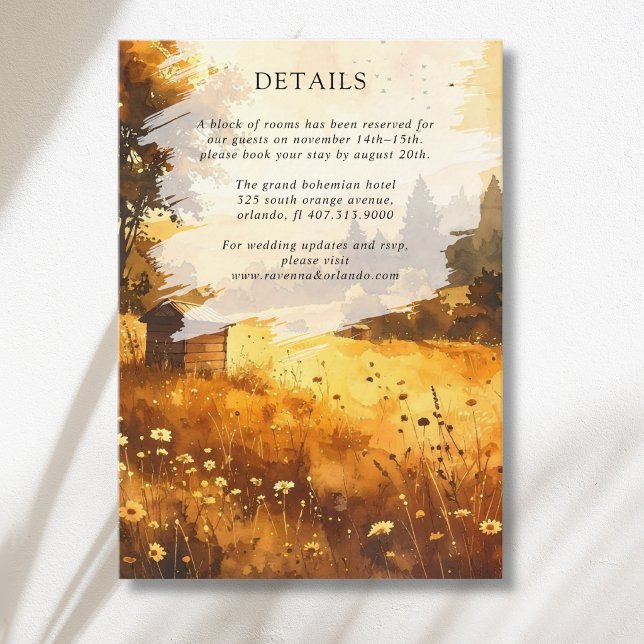 Rustic Autumn Barn Meadow Wedding Details Enclosure Card (Creator Uploaded)