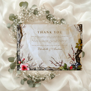 Rustic Autumn Berry Wedding Thank You Card