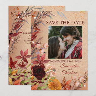 Rustic Autumn Bloom Burgundy Blush Photo Save The Date
