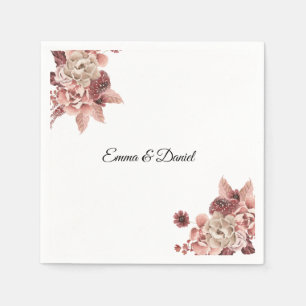 Rustic Autumn Blooms Watercolor  Napkin