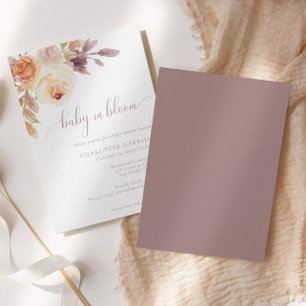 Rustic Autumn Boho Floral   Baby Shower Invitation