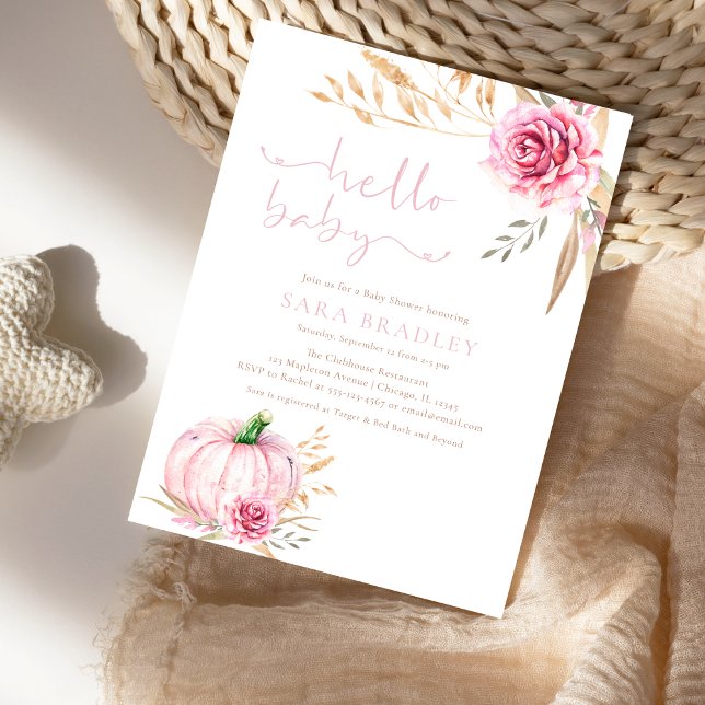 Rustic autumn boho Pumpkin baby Girl shower  Invitation (Creator Uploaded)