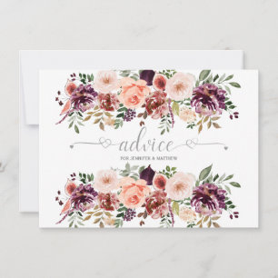 Rustic Autumn Boho Watercolor Flowers Advice Cards