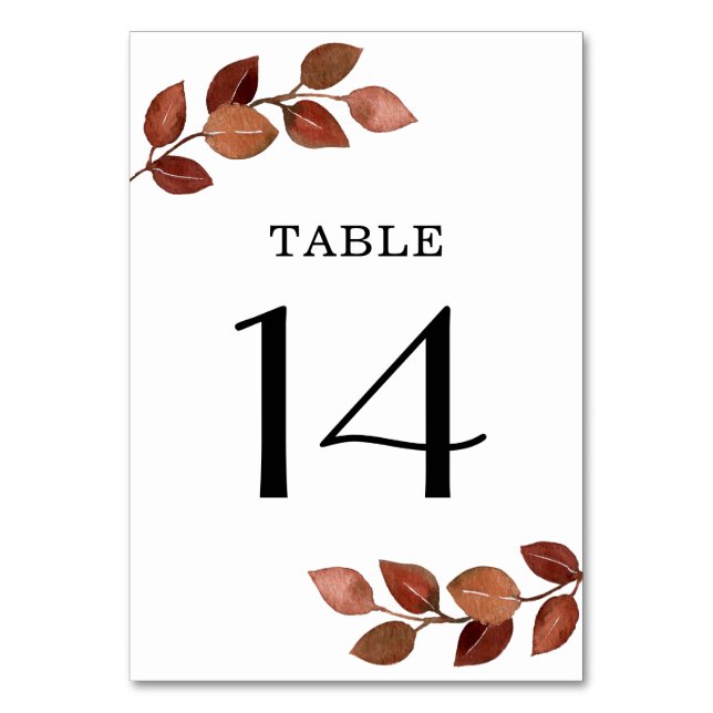 Rustic Autumn Branch Table Number (Front)